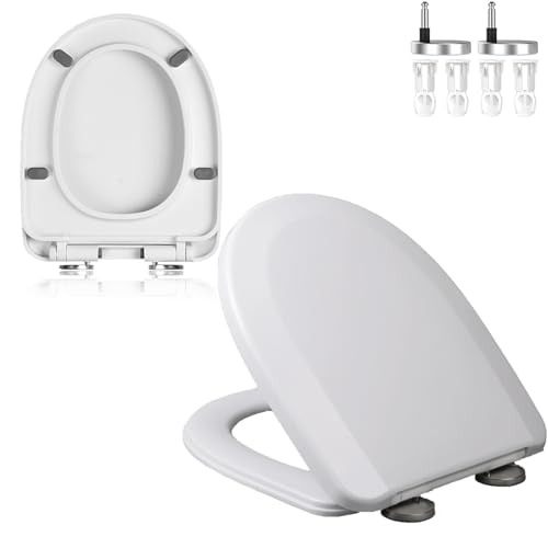 Toilet Seat U Shape Soft Close Toilet Seat with Adjustable Hinges One-Click to Quick Release Sturdy and antimicrobial Simple Top Fixing with Metal Screw Bolts Easy to Install & Clean