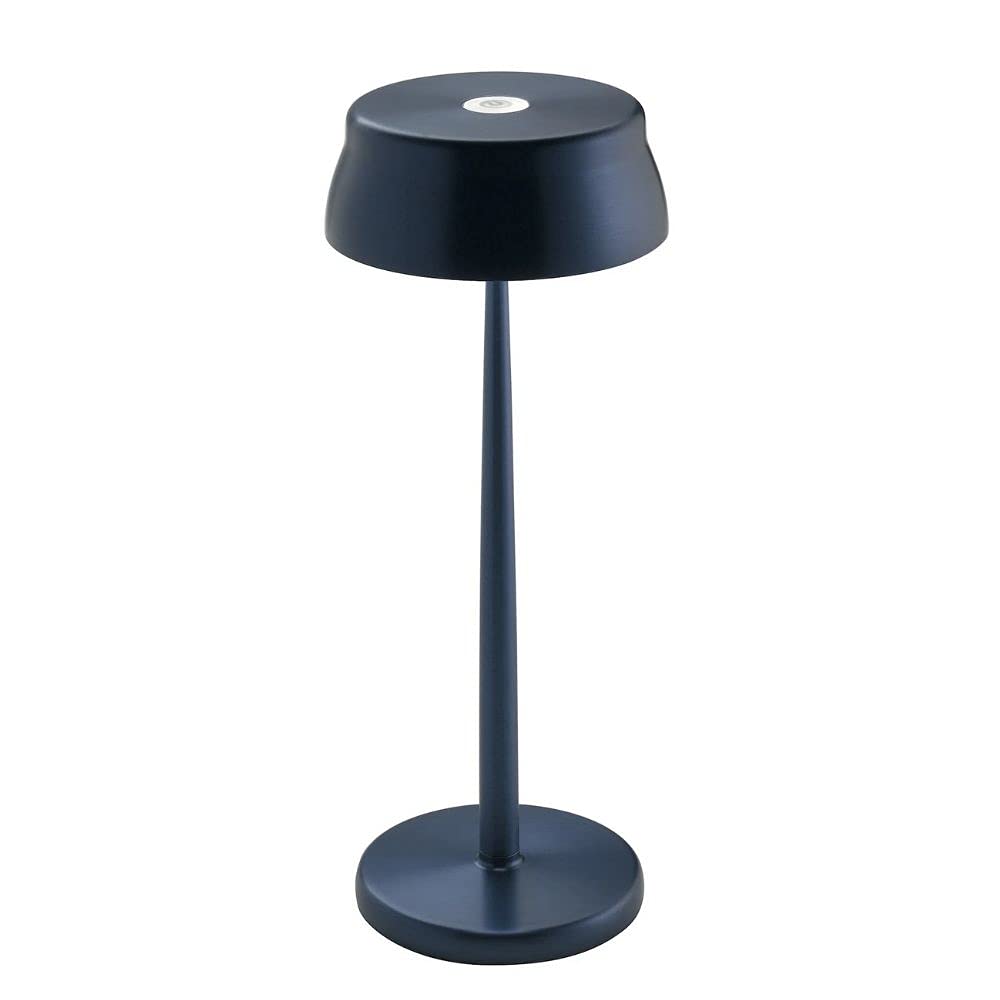 Zafferano, Lampada Sister Light, Lampada da Tavolo Ricaricabile e Senza Fili con Controllo Touch, Adatta per Salotto ed Esterni, Dimmer, 2700-4000 K, Altezza 32,8 cm, Colore Blu Anodizzato
