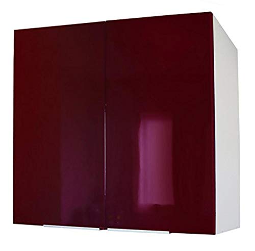 Berlioz Creations CP8HD Meuble Haut de Cuisine avec 2 Portes Bordeaux Haute Brillance 80 x 34 x 70 cm, Fabrication 100% française
