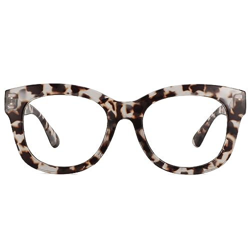 YOBOCO Oversized Reading Glasses 1.5 Women Ladies Chunky Readers Men, Designer Large Reading Glasses 1.5+ Womens, Tortoise Grey