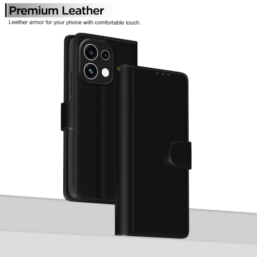 Image of Pikkme Flip Cover for Oppo Reno 16c 5G Leather Finish | Inside TPU with Card Pockets | Wallet Stand and Shock Proof | Complete Protection Flip Case (Black)