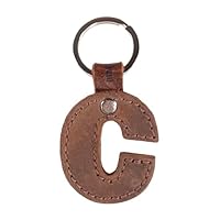 Hide & Drink Thick Leather Alphabet Letter Keychains Handmade Bourbon Brown