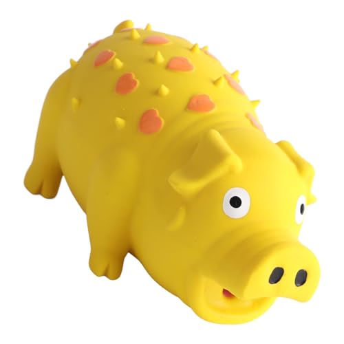 Qcwwy Schweineform Latex Haustier Kauspielzeug Langlebige Angst Interaktives Hund Kauen Spielzeug für Welpen Hunde Bildungsdesign Zum Training von Kauenkraft für Hunde und Katzen Gelb