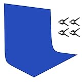 UTEBIT 6x9 Ft Blue Backdrops for Photoshoot Polyester Background Screen with 4 Spring Clips 1.8x2.8m Photography Chromakey Cloth Sheet Wrinkle Free for Photo Shooting Portrait Headshot Video Studio