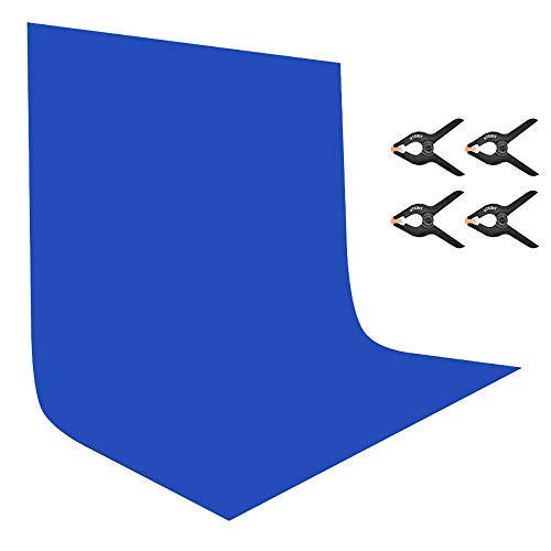 UTEBIT 6x9ft Blue Backdrop Screen with 4pcs Spring Clamps Polyester Chromakey 1.8X2.8m Blue Background for Video Photography Studio Picture Shooting