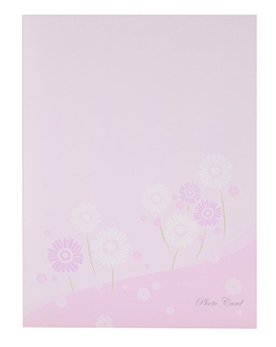 Chikuma 写真台紙 フォトマウントカード L タテ フラワー ピンク 18684-7