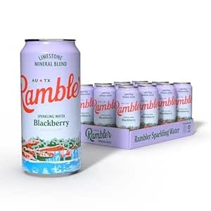 Image of AUTX RAMBLER Sparkling Water, Texas Limestone Mineral Blend, Blackberry Flavor, 16-Ounce Tallboy Cans, 12-Pack