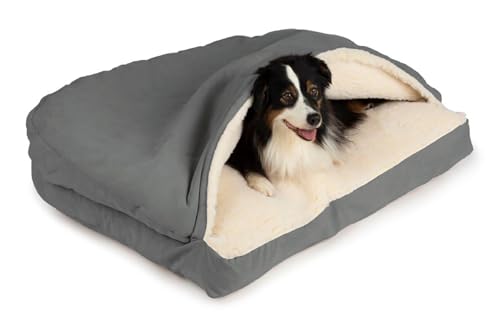 Image of Snoozer Rectangle Cozy Cave Dog Bed, Hooded Dog Bed, Anthracite (M)