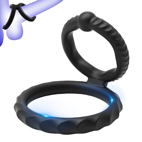 Ninonly ペニスリング コックリング 二重リング シリコン製 高弾力 リング 男性用（ブラック） - 画像1