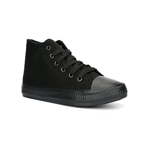 Boys/Girls All Black Canvas Hi Top Trainers Cover