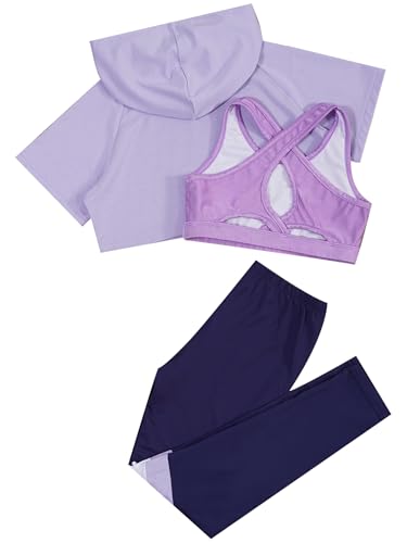 Kids Girls 3 Pcs Sport Athletic Outfit Gymnastic Dance Ballet Yoga Jazz Hip Hop Clothes Set Activewear4