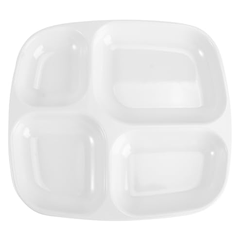 DOITOOL 4 Compartment Plastic Partition Plate 10.2 Inch Melamine Divided Dinner Plate for Portion Control Serving Meals and Salads Reusable Sectioned Tray