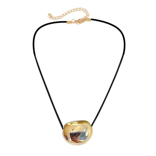 Oval Bead Clavicle Chain Fashionable Geometric Pendant Necklace
