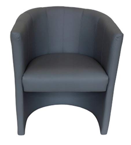 MartHome Cocktailsessel Club Tom - Hocker en Similicuir, Fauteuil pour Salon, Bureau, Hôtel - Siège, Mobilier d'Hôtel, Chaise Rembourrée, Lounge (Gris)