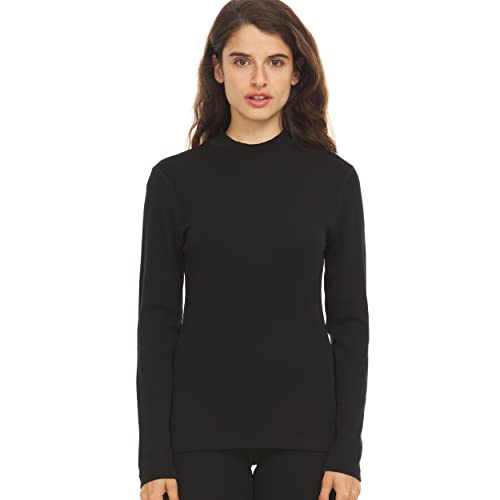 100% Merino Wool Long Sleeve Midweight Mock Neck - Warm Sweater
