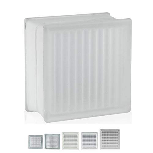 4 pieza FUCHS bloques de vidrio lineas cruzadas neutro satinado por dos lado 19x19x10 cm