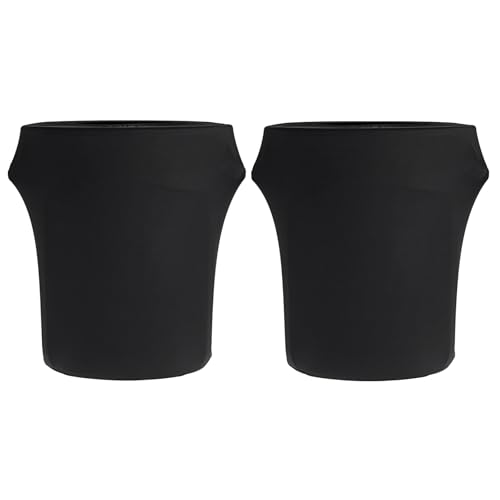 BSTKEY 20 Gallon Stretch Spandex Trash Can Cover, 2 Pack Outdoor Fitted Waste Container Cover Round Garbage Can Covers for Kitchen Wedding Party Classroom Office Decor, Without Trash Can (Black)