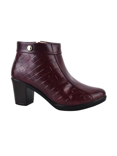 Image of The White Pole and Stylish Block Heel Trendy Casual Boot High Ankle Heel Boots with Zip Look for Womens and Girls