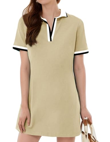 Image of Kissonic Polo Dresses for Women Short Sleeve Tennis Golf Dress V Neck Summer Casual Dress with Pocket
