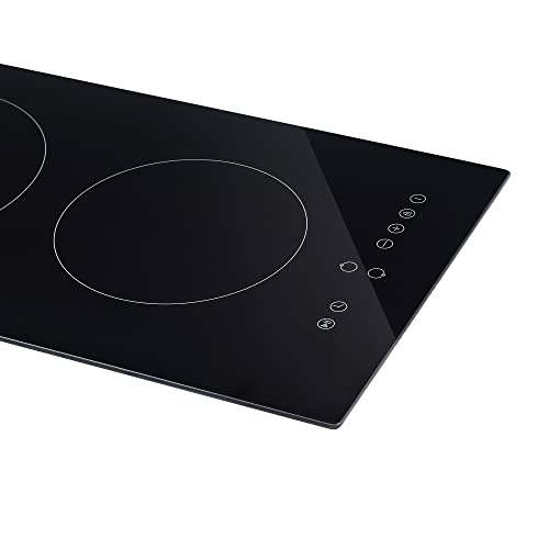 Empava 12" Electric Radiant Cooktop 2 Burners Stove Top With 1-99 Minutes Timer And 9 Heating Levels Smooth Glass Surface In Black, 12 Inch #TOP4