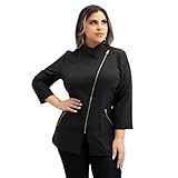 All in beauty Top Scrubs for Women, Aestheticians Uniform for Spa, Black Esthetician top Scrubs for women 3/4 sleeves and Bleach resistant. (Large)