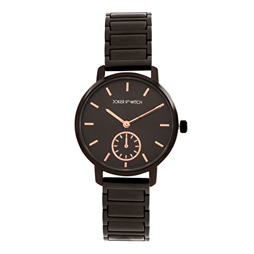 Image of Joker & Witch Stainless Steel Viola And Will Couple Analogue Watches, Brown Dial, Black Band