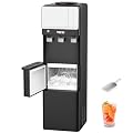 VECYS Ice Maker Water Cooler Dispenser, Hot Cold Room Water and 27LBS Daily Ice Making for 3 or 5 Gallon Bottles, Child Safety Lock, Ideal for Home and Office, Flat Black