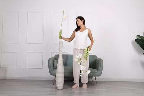 Image of Leewadee Decorative Tall Floor Vase for Living Room Decor, 41 inches, White Wash, Resin