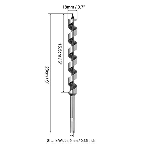 sourcing map Auger Drill Bit Wood Hex Shank 18mm Cutting Dia Highbon Steel for Electric Bench Drill Woodworkingpentry 2 sourcing map Auger Drill Bit Wood Hex Shank 18mm Cutting Dia Highbon Steel for Electric Bench Drill Woodworkingpentry - Image 2