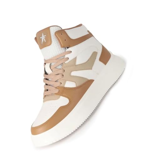 Image of FAUSTO Men High Top Colorblocked Ankle Lace Up Sneakers | Lightweight Casual Shoes with Memory Cushion Insole | Anti Skid Comfort Grip Sole