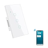 HomeKit WiFi Smart Wall Touch Switch Light Switch Glass Panel Wireless Remote Control with Timer Function Support Apple HomeKit&comma; Amazon Alexa and Google Assistant No Hub Required White &lpar;3 Gang&rpar;