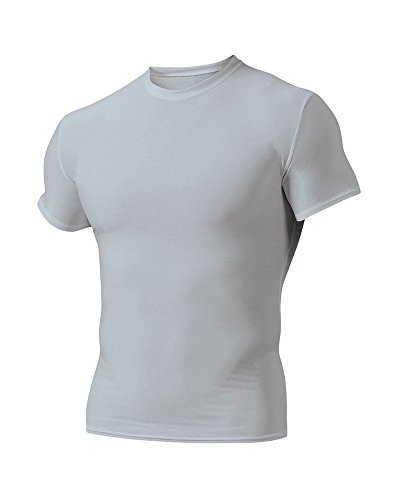 A4 N3130 - Shorts Sleeve Compression Crew Shirt Silver