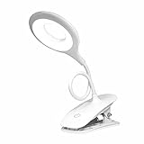 Reading Light - Clip Lamp, Juhefa Rechargeable Book Light for Bed, Dimmable Eye-Caring Touch Lamp (3-Level Brightness)