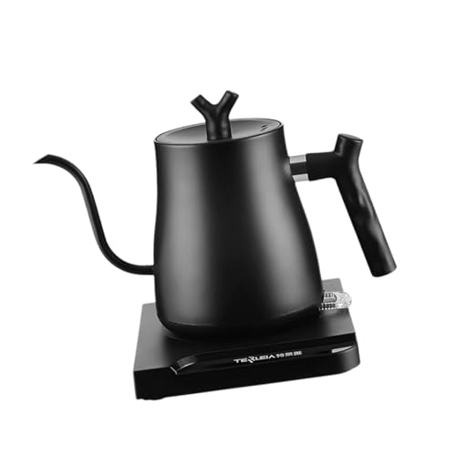 Pitycbo Hervidor Eléctrico Jarra de Cuello de Cisne Caldera de Calentamiento Rápido de Acero para Controlar La Velocidad del Agua Adecuado para Preparar, Negro, 800 litros