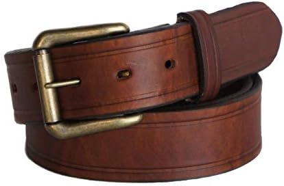 1-1/2" Full Grain Belt - Brown - Size 38 - RGB-110 - USA MADE - Oil Tanned Solid Thick Leather and Roller Buckle - R.G. BULLCO