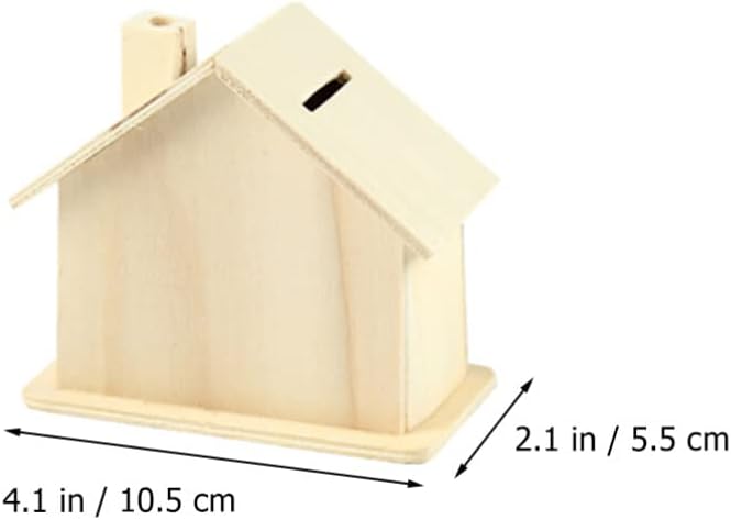 Angoily 10pcs Wooden Piggy Bank, Unfinished Savings Bank House Money Box for Boys Girls Adults to Saving Money, Tip Jar Cash and Change Container, 55MX09C18Z25Z1IPSGR