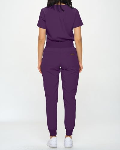 Image of Monarch Uniforms Slim Fit Stretchy Scrubs Women's Jogger Scrub Set Slim Jogger Scrubs with Tuck-In Top for Women