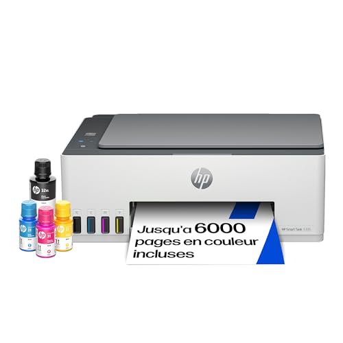 HP Smart Tank 5105, 1F3Y3A, Imprimante à réservoir Tout en Un, Jet d'encre Couleur, Photocopie, Scan, Impression A4, Compatible Smart, AirPrint, WiFi, Grise