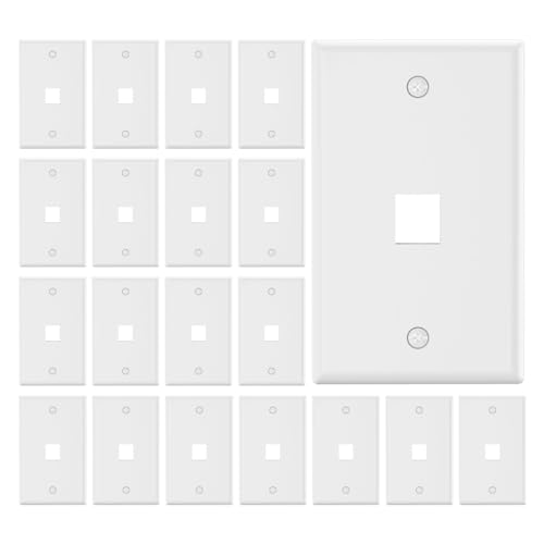 VCE 1 Port Keystone Wall Plate UL Listed (20-Pack) Single Gang Wall Plates for RJ45 Keystone Coupler and Modular Jack Inserts White