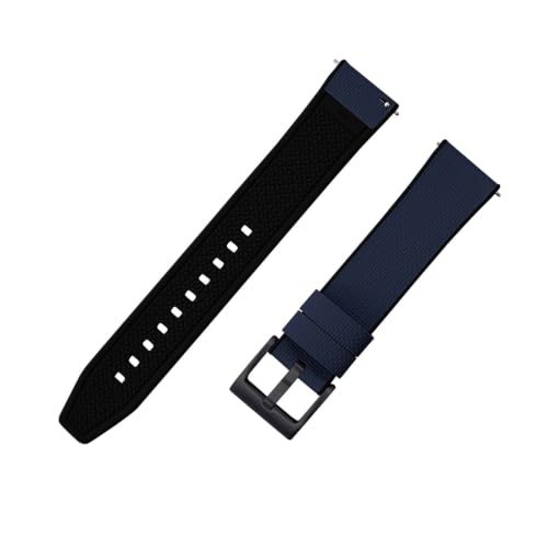 Bracelet montre caoutchouc FKM de 18mm 20mm 22mm 24mm boucle argentée effet toile