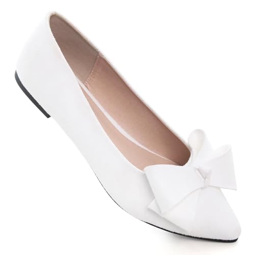 Image of TN TANGNEST Flats Shoes Women Comfort Casual Loafers | Classic Pointed Toe Bowknot Flats Cute Slip On Flats, Wear to Work Travel Walk