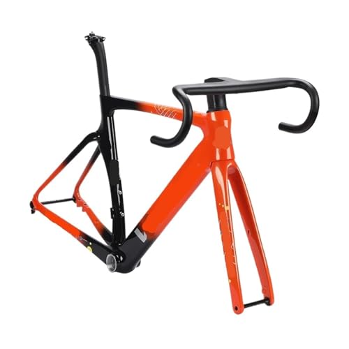 Genérico Bicicleta de Carretera con Cuadro Negro y Naranja, Molino Viento Manillar(L)