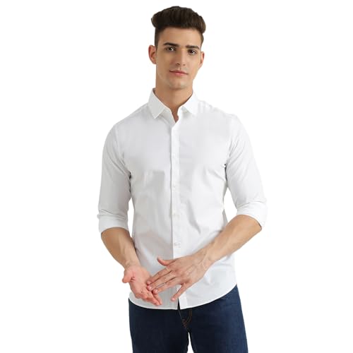 Image of United Colors of Benetton Slim Fit Spread Collar Solid Shirt