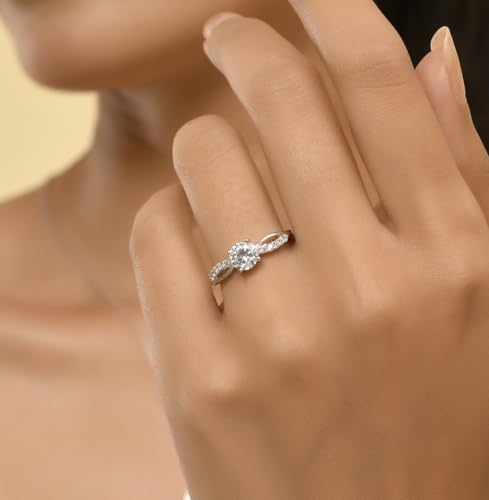 Image of ROOVI Pure 925 Sterling Silver AD Ring For Women I Certificate of Authenticity & 925 Hallmark I American Diamond Gold Plated Rings
