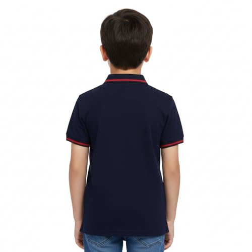 Image of Cloth Theory Boys Cotton Polo T-Shirt for Kids Regular Fit Half Sleeve Casual Summer Polo Neck T-Shirt