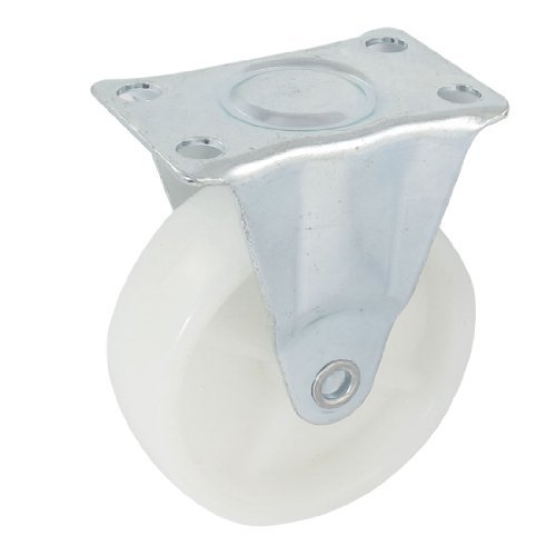 Trolley - Rotella fissa rigida a una ruota bianca, diametro 3 pollici, tono argento