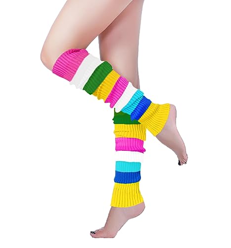 Image of v28 Women's Neon Knit Leg Warmer for 80s Party Dance Sports Yoga