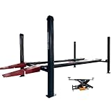 KT-4H120X 12,000 lbs 220V 4-Post Lift Car Truck Repair Alignment Four Post Lift with 7000 lbs Rolling Jack, 79' Drive-Thru Height, CE Certified