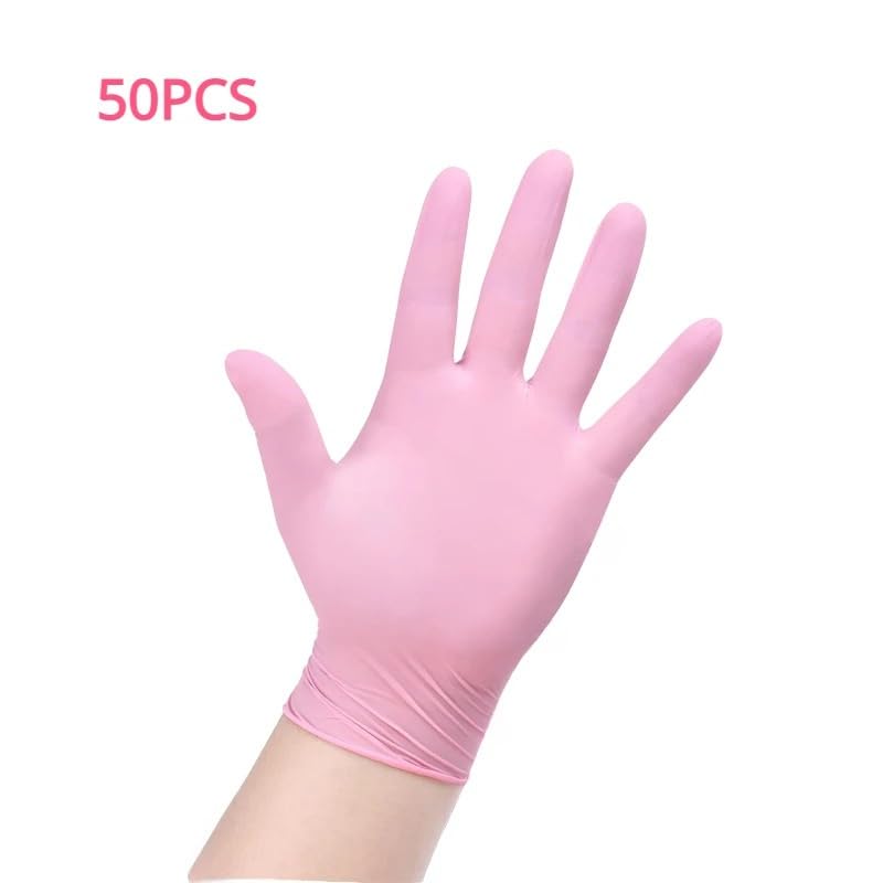 100/50/20 szt. Jasnoróżowe jednorazowe rękawiczki wodoodporne, antystatyczne, trwałe, do narzędzi kuchennych(Light Pink50PCS,M)