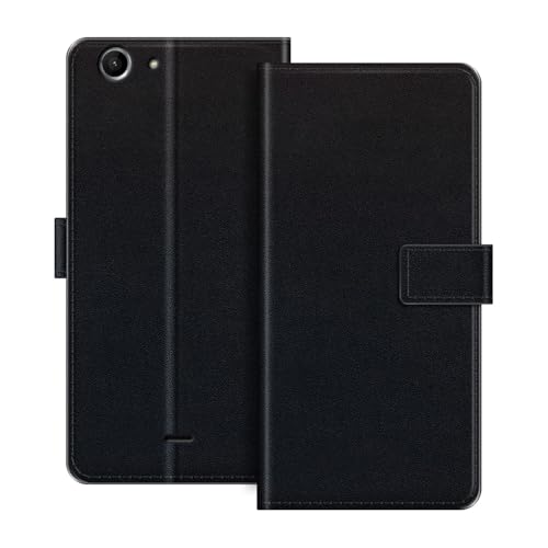 ESACMOT Étui Portefeuille en Cuir Compatible avec Wiko Pulp 4G Coque à Rabat avec Porte-Cartes et Support, Fermeture Magnétique, Étui Folio Antichoc (Noir)